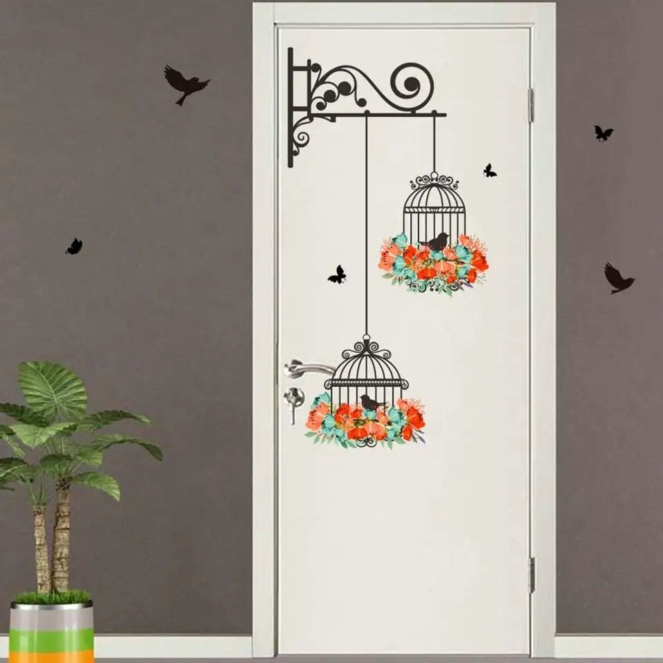Bird Cage Wall Sticker, Household Colorful Flower Bird Cage Wallpaper, Home Decor Living Room Decals Sticker, Wall Art Decorative Wall Stickers, Self Adhesive Murals Wallpaper, Living Room Wall Stickers, Vinyl Wall Decals Wall Sticker Bird Cage Wall Sticker, Household Colorful Flower Bird Cage Wallpaper, Home Decor Living Room Decals Sticker, Wall Art Decorative Wall Stickers, Self Adhesive Murals Wallpaper, Living Room Wall Stickers, Vinyl Wall Decals Wall Sticker